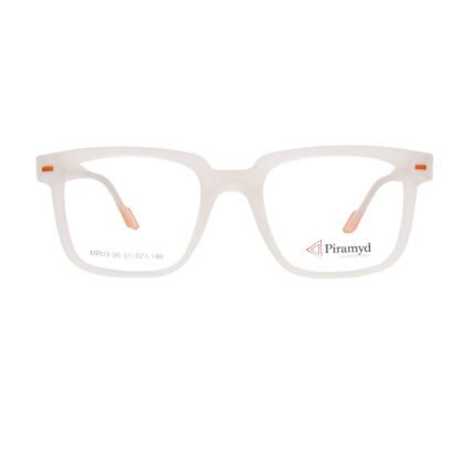 Piramyd Lightweight Matte White Rectangle Spectacle Frame - Image 2
