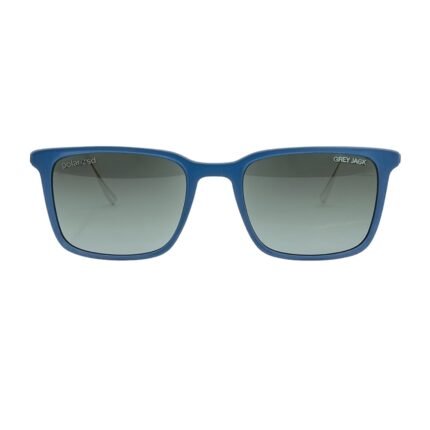 Blue Matte Square Sunglasses with Gradient Green Lenses - Image 2