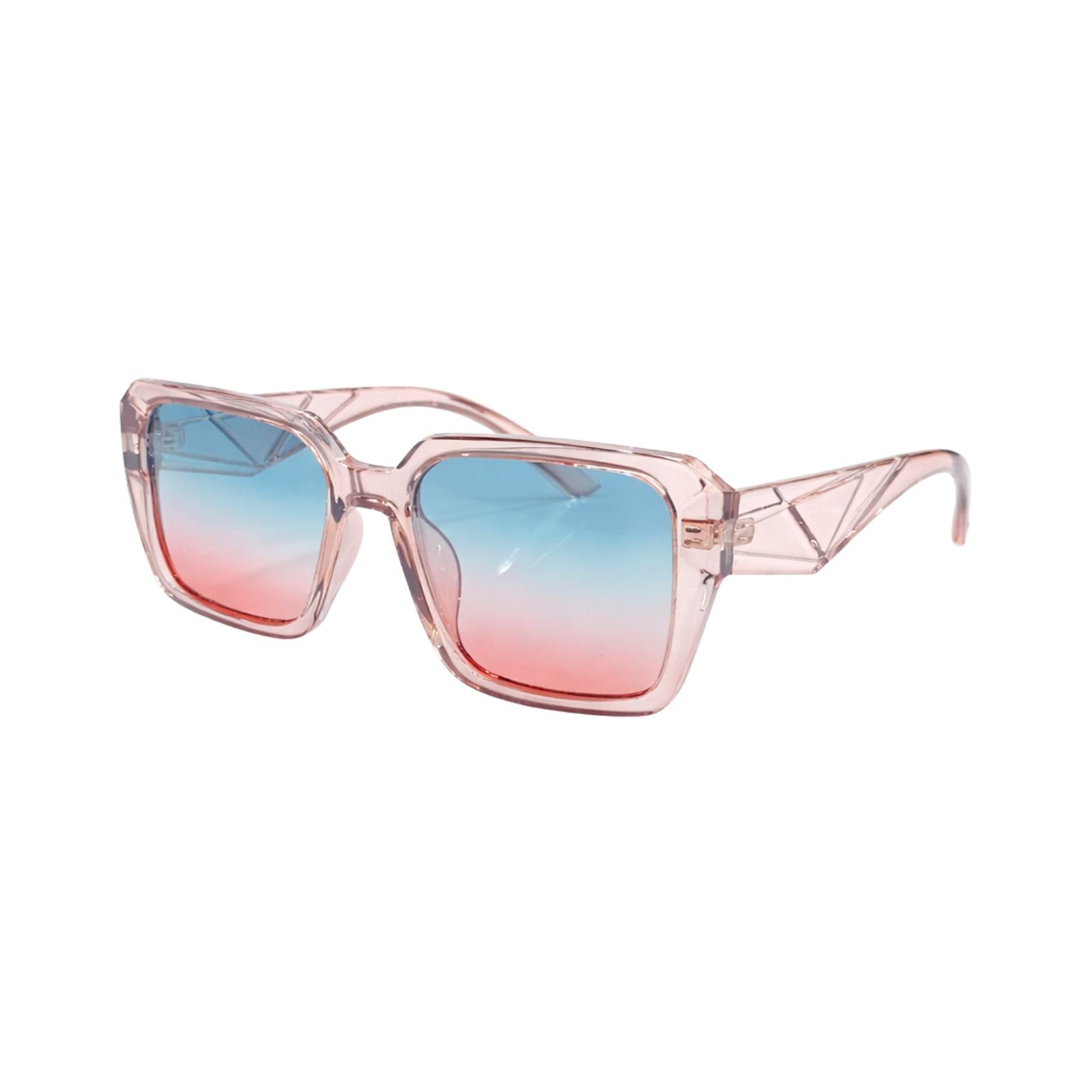 Blush Pink Square Sunglasses with Blue-Pink Gradient Lenses (1) Blush Pink Square Sunglasses with Blue-Pink Gradient Lenses - Image 1