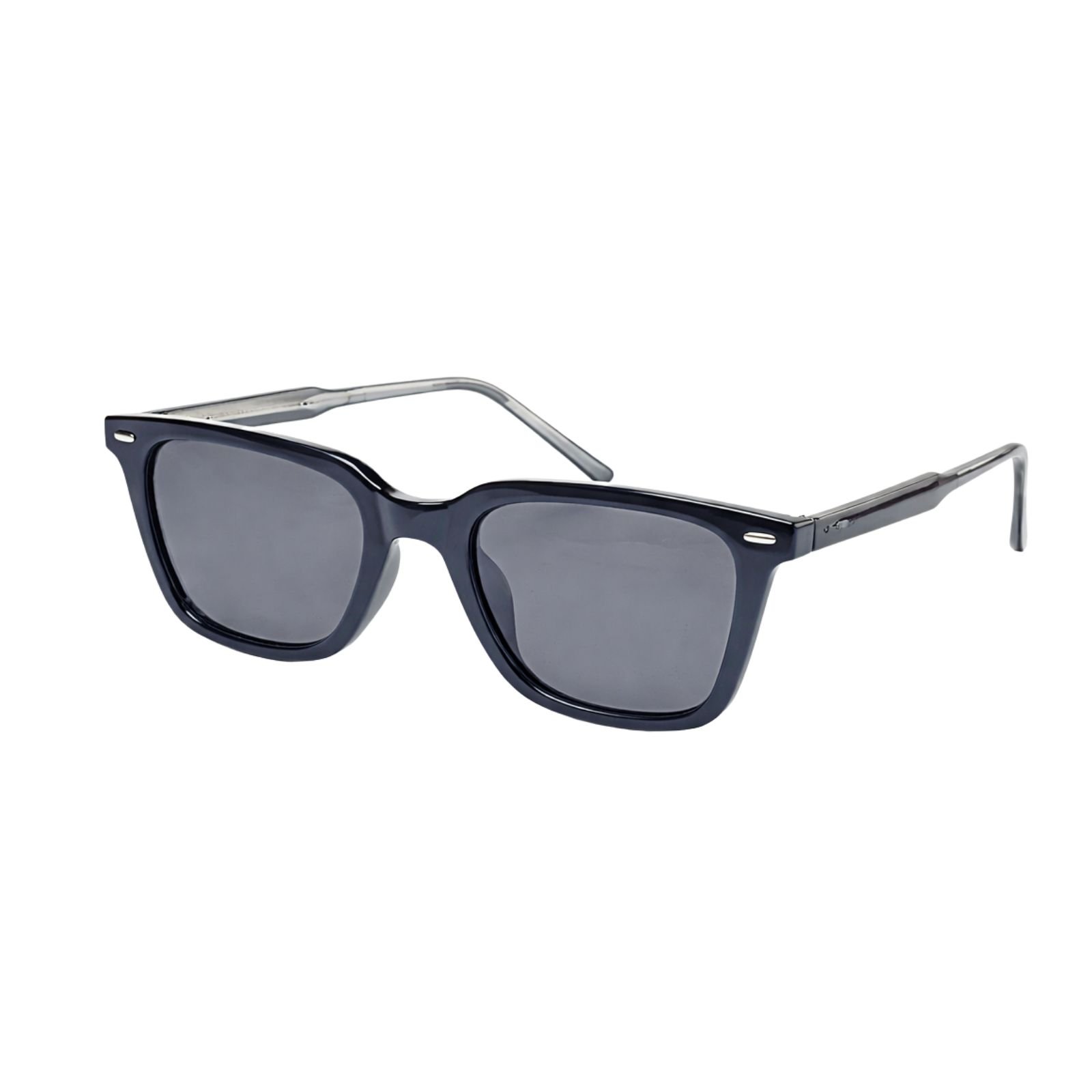 Classic Glossy Black Square Sunglasses with Dark Grey Lenses black grey (3) Classic Glossy Black Square Sunglasses with Dark Grey Lenses - Image 1