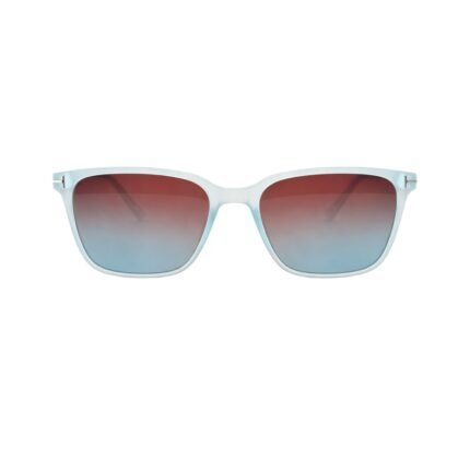 Clear Frame Square Sunglasses – Blue-Brown Gradient - Image 2