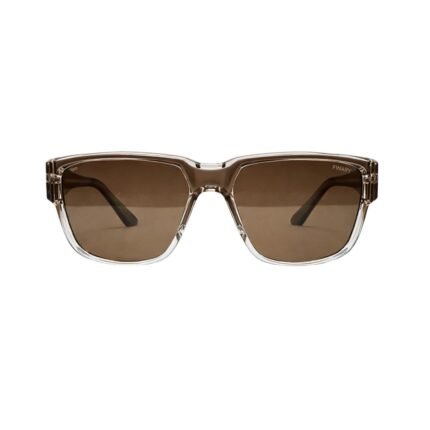 Modern Square Sunglasses with Clear Brown Frame - Image 2