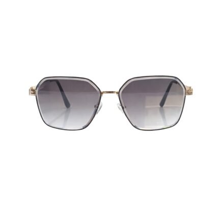 Octagonal Gold-Tone Sunglasses with Gradient Grey Lenses - Image 2