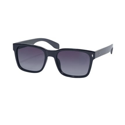 Premium Black Frame Rectangle Sunglasses – Grey Gradient
