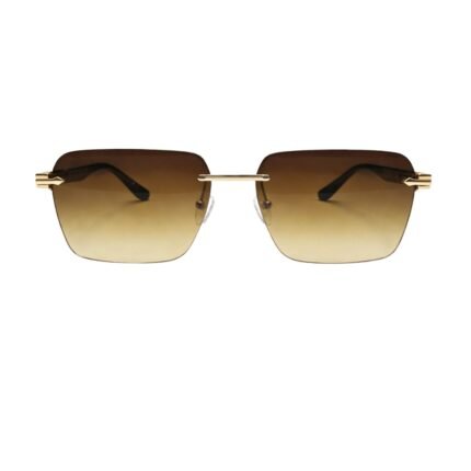 Rimless Square Sunglasses | Gold Frame | Brown Gradient - Image 2