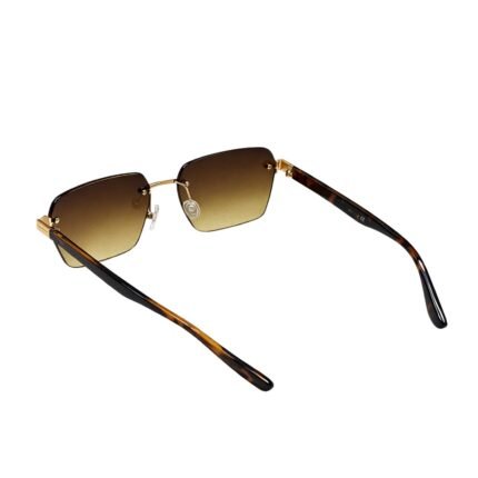 Rimless Square Sunglasses | Gold Frame | Brown Gradient - Image 3