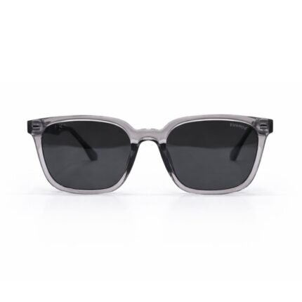 Transparent Grey Square Sunglasses with Dark Lenses - Image 2